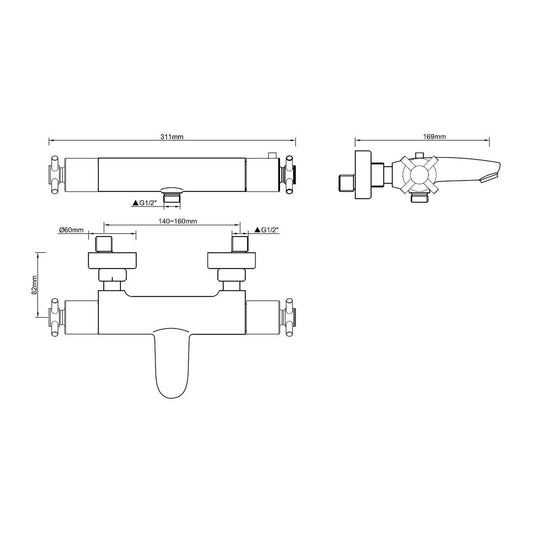 Cool Touch Cross Badthermostat Wiesbaden in Chrom 15 cm hoch