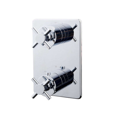 Cross afbouwdeel inbouwthermostaat 2 weg chroom