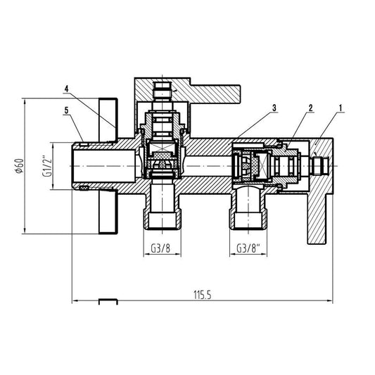 Doppelte Eckventil Wiesbaden Mindestens 1/2X3/8X3/8 in Chrom