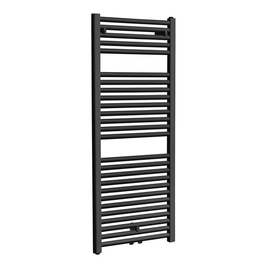 Elara Heizkörper Wiesbaden 118,5X45 Cm, Mittelanschluss unten in Matt Schwarz (538 Watt)