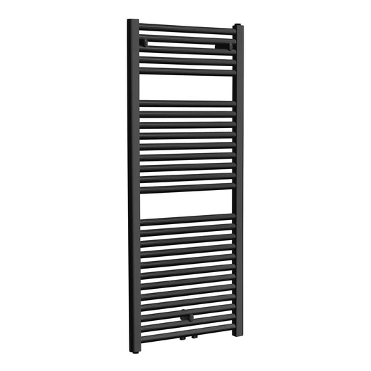 Elara Heizkörper Wiesbaden 118,5X45 Cm, Mittelanschluss unten in Matt Schwarz (538 Watt)