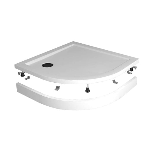 Frontpaneel mit Wiesbaden-Beinen 10 cm hoch für 1/4 runde 90x90 cm Duschwanne Acryl weiß