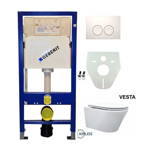 Geberit UP 100 Vesta Rimless wc+ Flatline zitt.+ Delta 25 wit