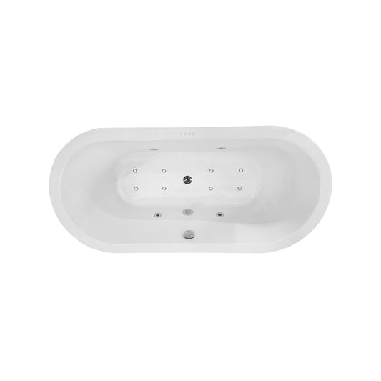 Libero freistehende Whirlpool-Badewanne 170x80 cm Acryl glänzend weiß mit Ablauf Chrom