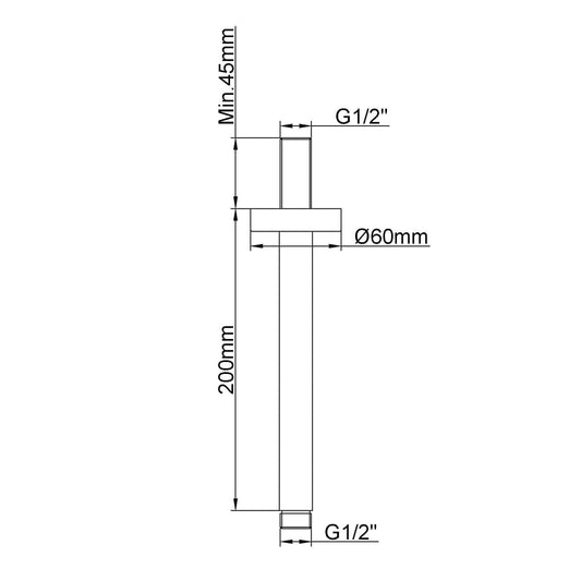 Luxe runde Deckenmontage Duscharm Wiesbaden 20 cm Gunmetal