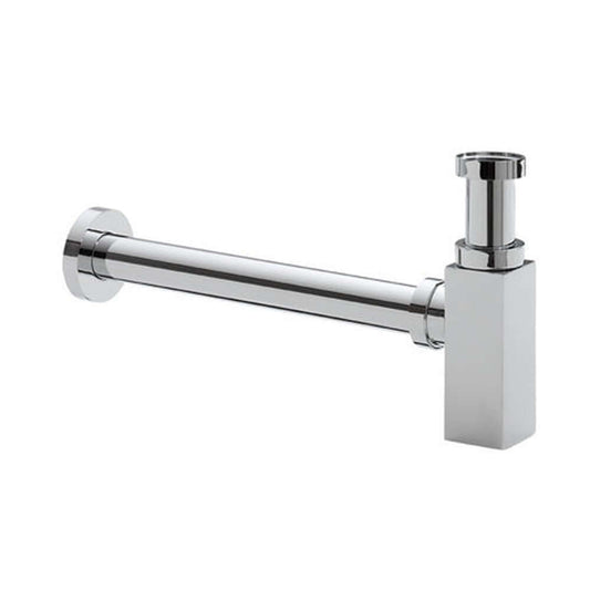 Luxe Bekersifon Vierkant met Wandpijp en Rozet Chroom Wiesbaden