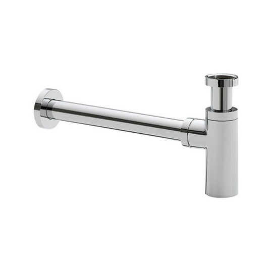 Luxe Bekersifon Wiesbaden rund mit Wandrohr und Rosette in Chrom