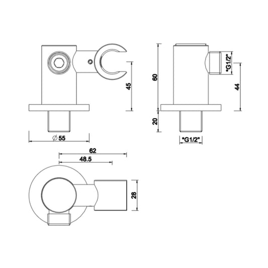 Luxe kantelbare Plug-in Handduschhalter Wiesbaden in Chrom