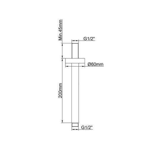 Luxe runder Deckenmontage-Duscharm Wiesbaden 20 cm gebürsteter Kupfer (ausverkauft)