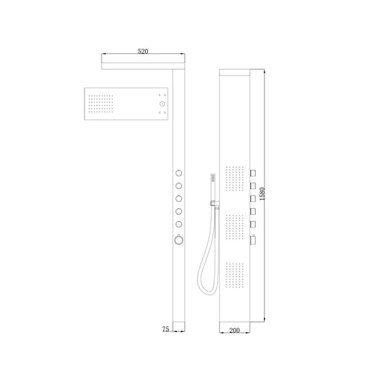 Ohio RVS Duschsäule Wiesbaden mit Thermostatarmatur