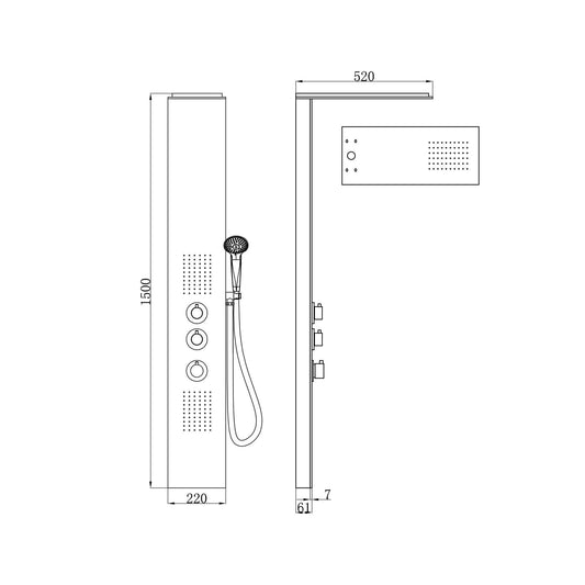 Ontario RVS Duschsäule mit Thermostatventil Wiesbaden