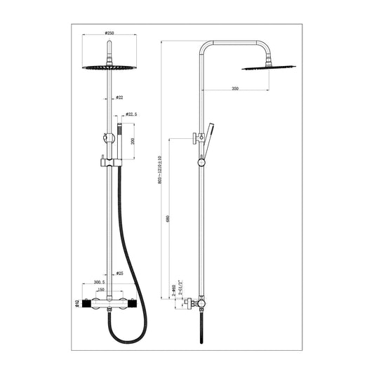 Aufbau Regenduschset Wiesbaden Ribbd Chrom