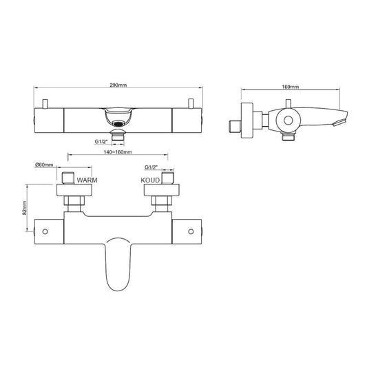 Einbaubadthermostat Wiesbaden Caral Chrom