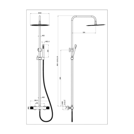 Aufbau-Regenbrauseset Wiesbaden Ribbd in gebürstetem Stahl