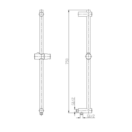 RVS Look Schiebebalken mit Wasserablauf Wiesbaden 75 cm