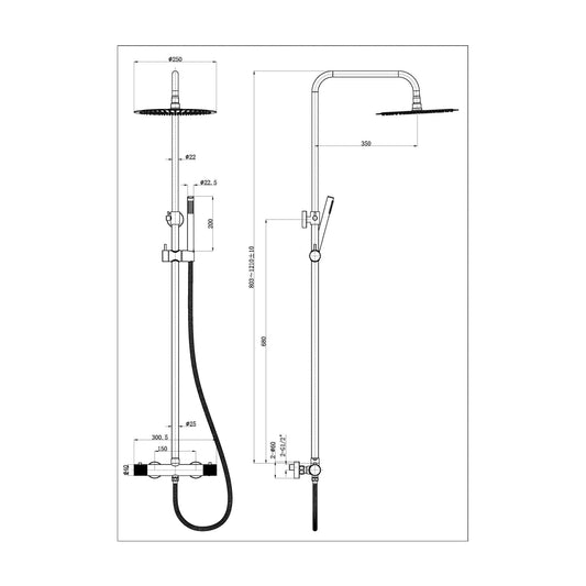 Ribbd Aufbau Regenduschset Wiesbaden Gunmetal