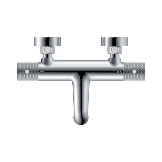 Gerippte Thermostatische Badarmatur Wiesbaden mit Herzabstand 15 Cm in Chrom