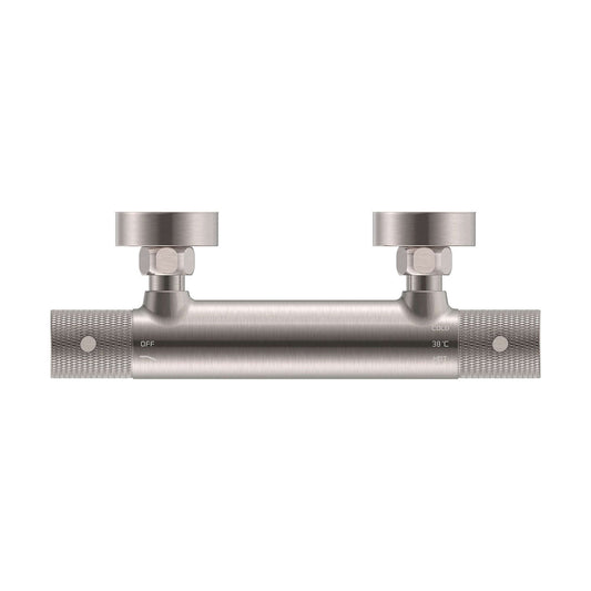 Gerippte Thermostatische Duschmischarmatur Wiesbaden in Gebürstetem Stahl