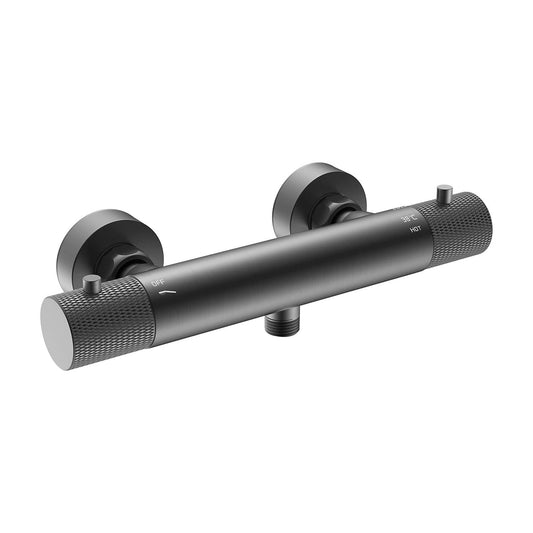Gerippte thermostatische Duschmischarmatur Wiesbaden in Gunmetal