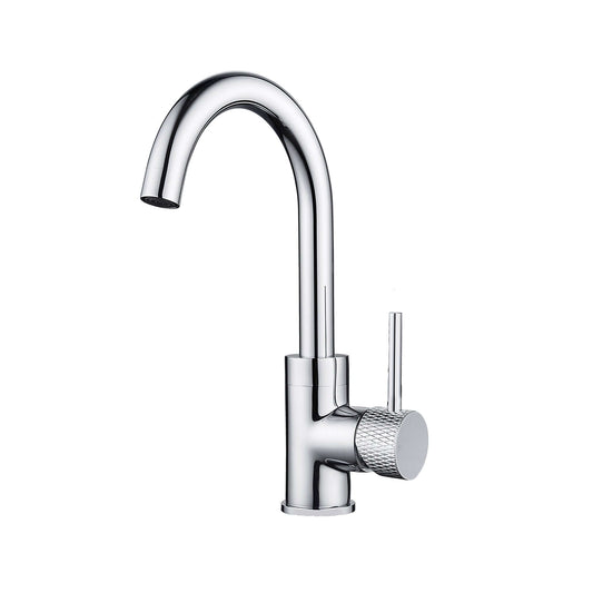 Gerippter Waschbeckenhahn Wiesbaden mit Chrom Drehbarem Auslauf