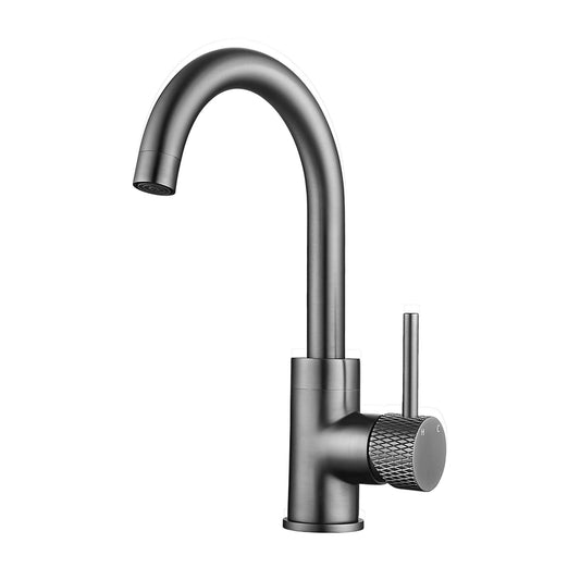 Gerippter Waschtischarmatur Wiesbaden mit schwenkbarem bronzefarbenem Auslauf