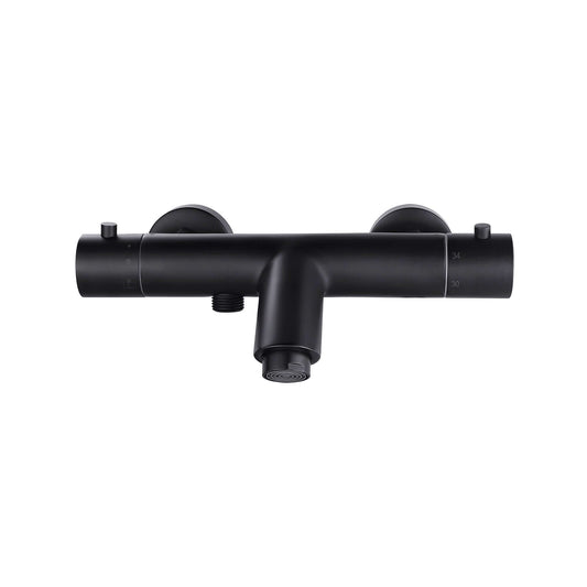 Rio Thermostatische Badarmatur Wiesbaden Mitte zu Mitte 15 Cm in Matt Schwarz