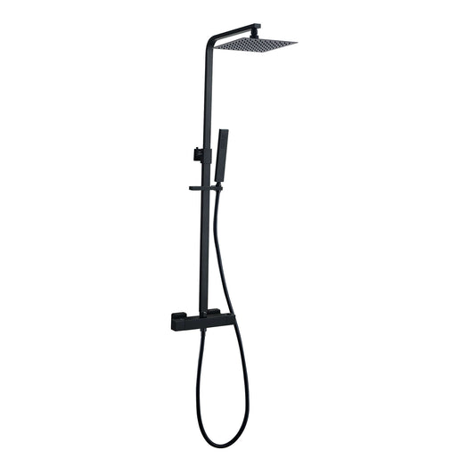 Rombo Eco Zwanzig Regendusche Wiesbaden mit Thermostatarmatur 20 cm, Aufbau in mattschwarz