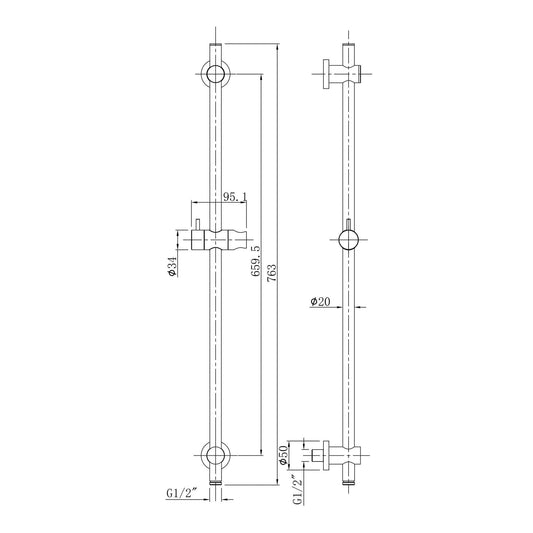 Schiebebalken mit Wasserablauf Wiesbaden 66 Cm in Bronze