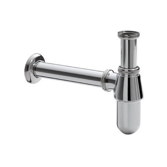 Standard Bechersiphon Wiesbaden Rund mit Wandrohr und Rosette in Chrom