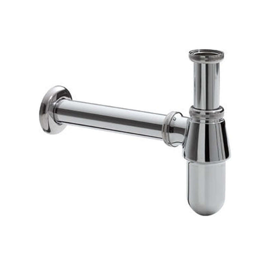 Standaard Bekersifon Wiesbaden Rond met Wandpijp en Rozet in Chroom