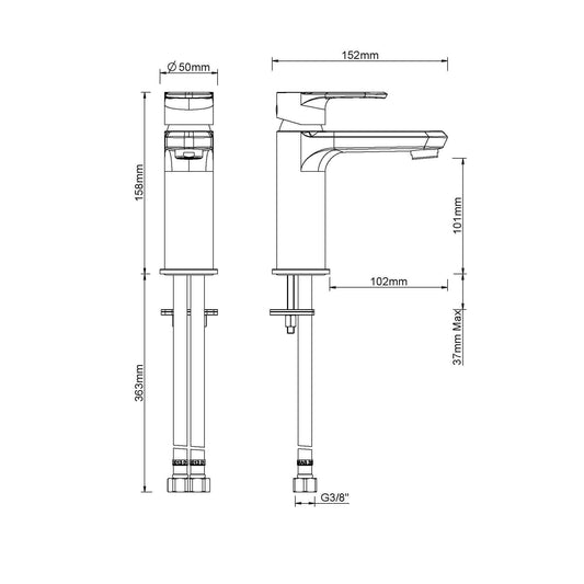 Robinet de lavabo Trop Wiesbaden en acier brossé