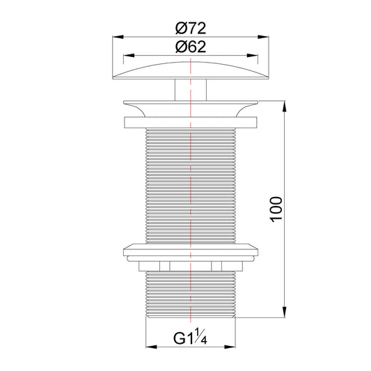 Technische tekening van de UniMatch afvoerplug, met afmetingen en details voor installatie.