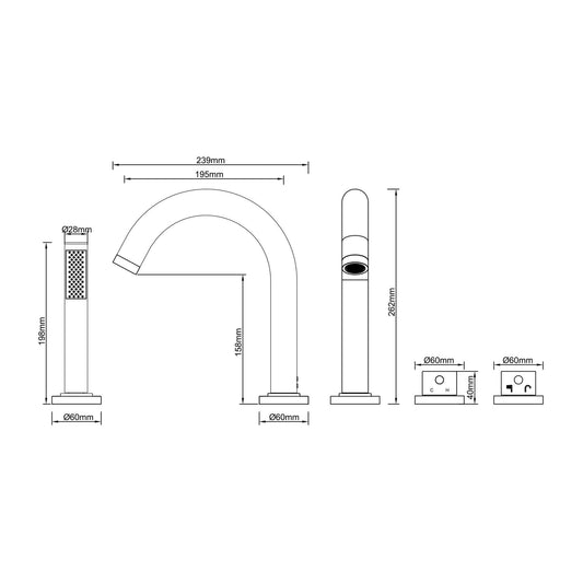 Caral Badrandthermostat Abdeckset Wiesbaden 4-Loch in gebürstetem bronzekupfer