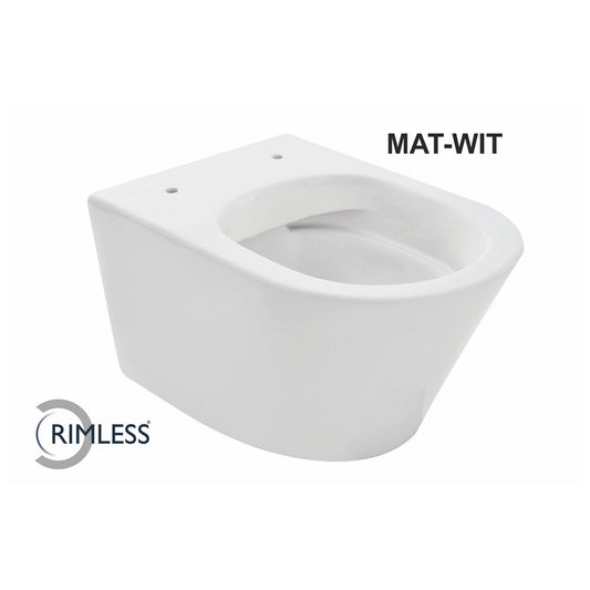 Vesta Randloos Wandtoilet Wiesbaden 52 cm Mat Wit (Excl. Zitting)