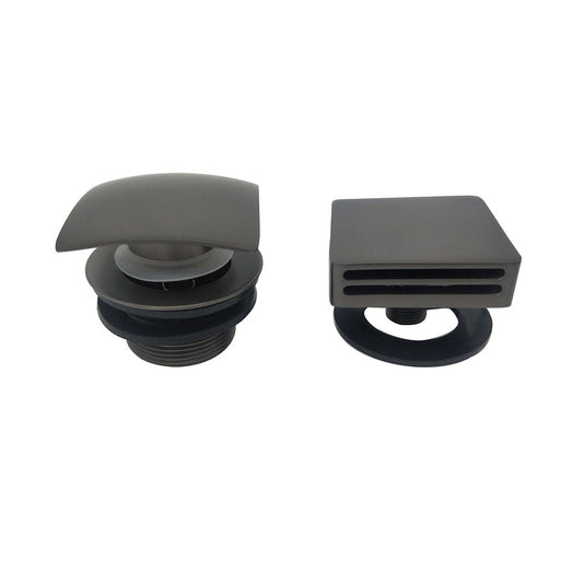 Quadratischer Knopf/Stecker Badeüberlauf Wiesbaden mit Badfüllfunktion in Bronze