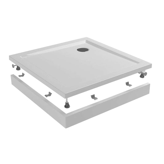 Vorderseite mit Beinen für quadratische Duschwanne Wiesbaden Acryl 90X90X4 cm in Weiß