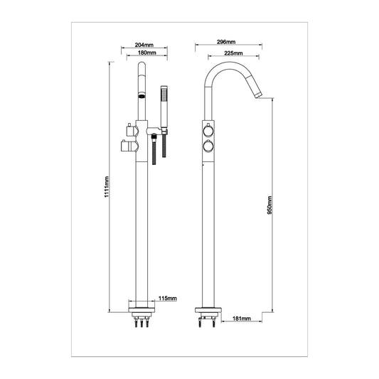 Freistehender Badarmatur Wiesbaden Caral Thermostatisch Komplett Chrom