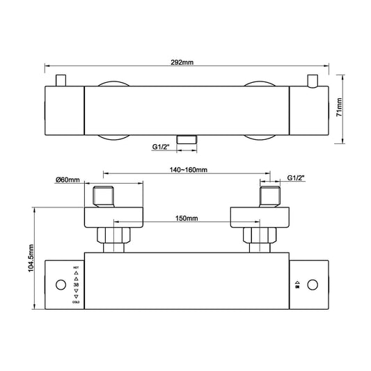 Wiesbaden Cool Touch Duschthermostat Gebürstetes Bronze Kupfer