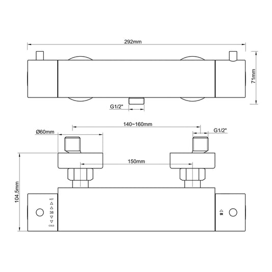 Wiesbaden Cool Touch Duschthermostat Gebürsteter Stahl Edelstahl