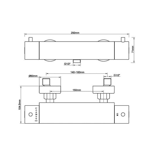 Wiesbaden Cool Touch Aufbau-Duschthermostat Gebürstetes Kupfer