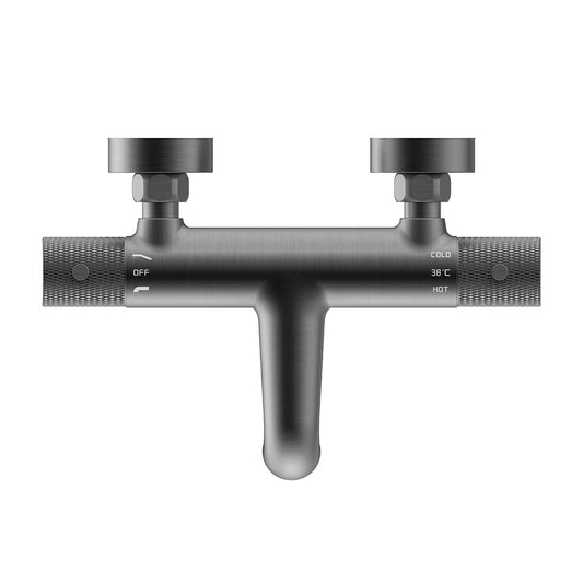 Wiesbaden gerippte mittlere Entfernung 15 cm Gunmetal badthermostatische Mischbatterie