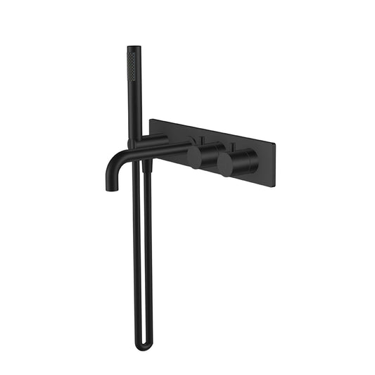 Wiesbaden Style 2-Knopf Einbau-Badthermostatarmatur matt schwarz