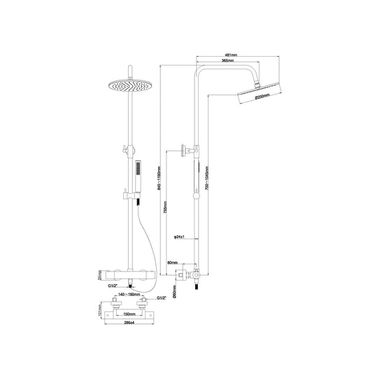 Wiesbaden Regendusche 25 cm Regendusche mit Handdusche gebürstet Messing goldene Konstruktion