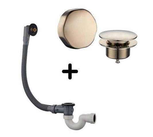 Badafvoer van geborsteld staal met overloopcombinatie Wiesbaden (RVS-look)