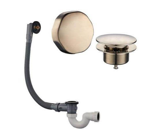 Badafvoer van geborsteld staal met overloopcombinatie Wiesbaden (RVS-look)