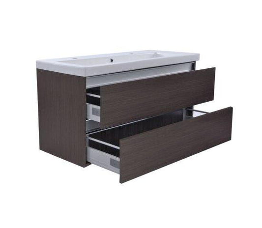 Vision Badezimmermöbel mit Waschbecken Holzmaserung grau, 80x46 cm, Wiesbaden