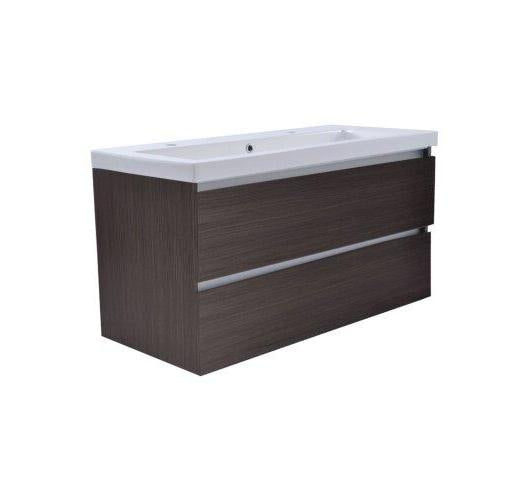 Vision Badezimmermöbel mit Waschbecken Holzmaserung grau, 80x46 cm, Wiesbaden