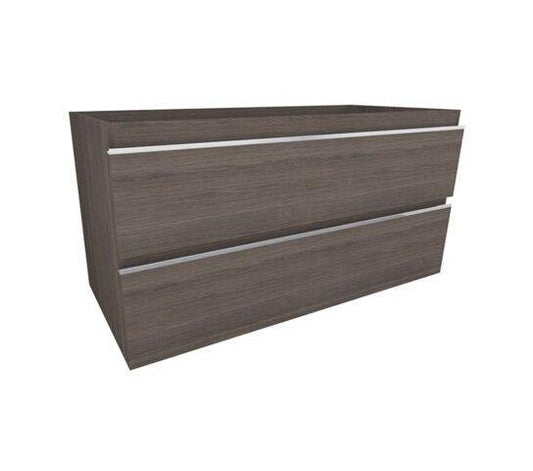 Sigid Badezimmermöbelset Wiesbaden 100X46X58 Cm in furnierter Holzmaserung grau (1 Loch für Armatur, 2 Schubladen)