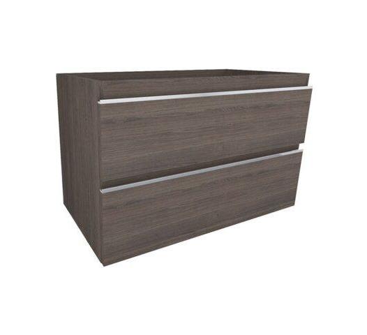 Sigid Badezimmermöbelset Wiesbaden 80x46x58 cm furnierte Holzmaserung grau (1 Loch für Armatur, 2 Schubladen)