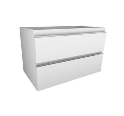 Sigid Badezimmermöbelset Wiesbaden 80X46X58 Cm in MDF Hochglanz Weiß (1 Wasserhahnloch, 2 Schubladen)